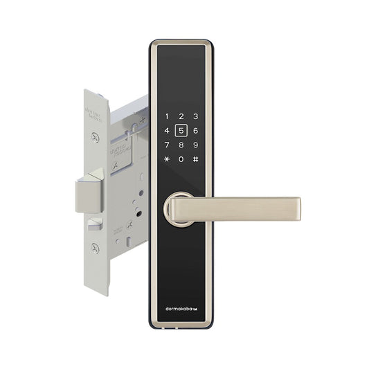 DORMAKABA M5 Bluetooth Digital Code Locks, Nickel Black - Silver Trim Finish Mortice Lock